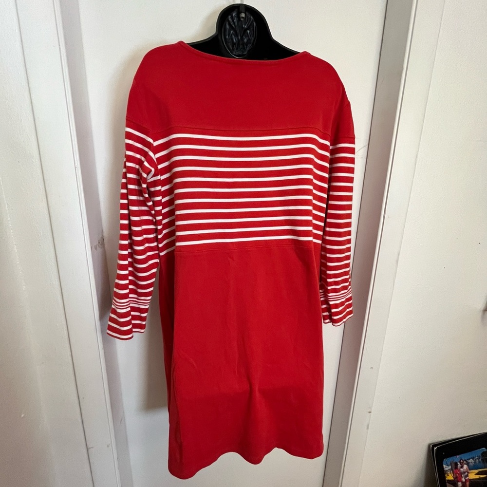1901 Red White Striped Long Sleeve Knit Dress XL petit - Picture 5 of 10